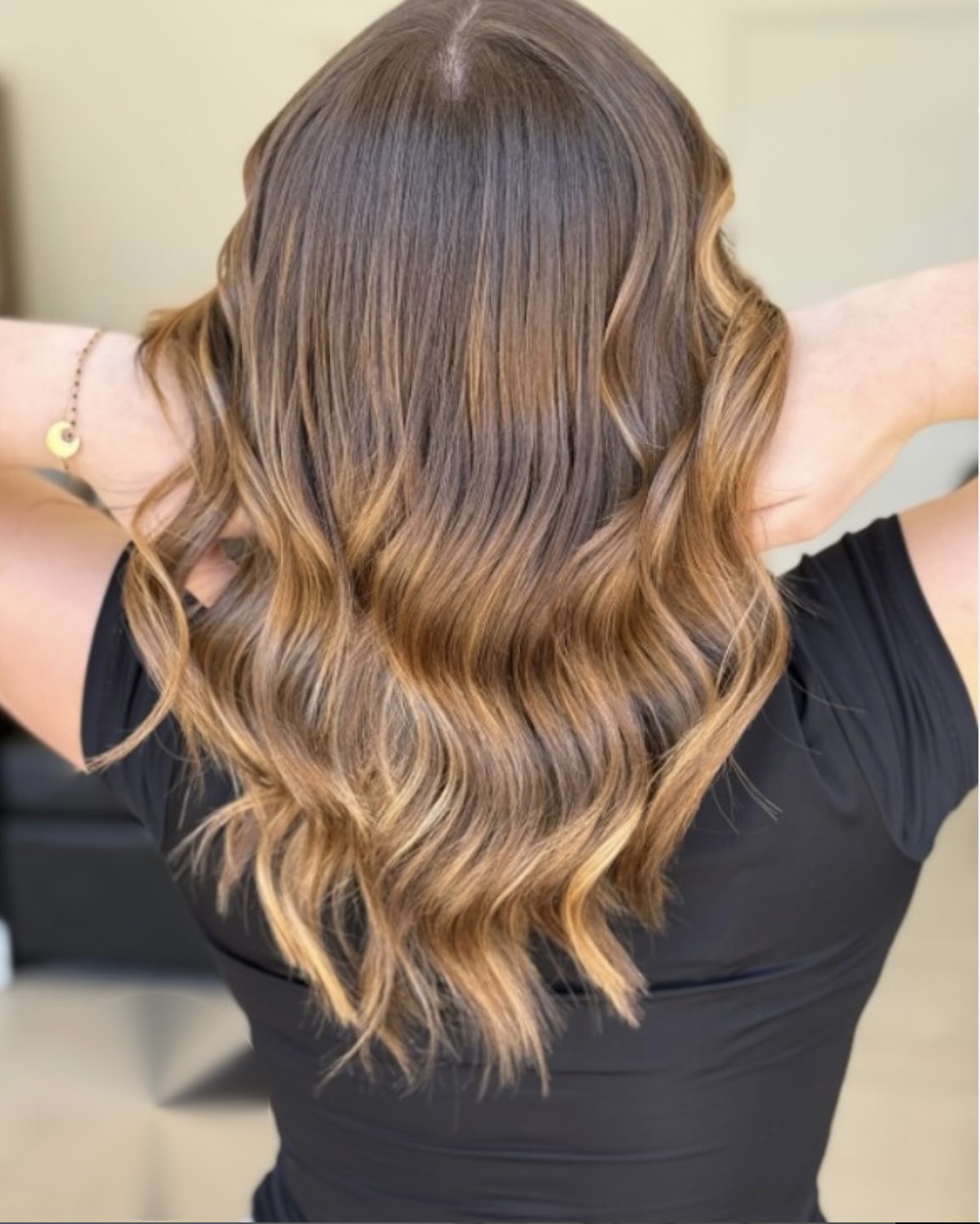 Balayage caramel sur cheveux longs